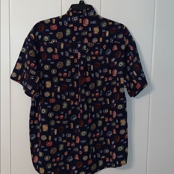 Vtg 80s funky polyester shirt with Nehru collar - Picture 5 of 7